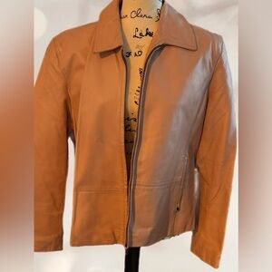 Women's Pink Leather Vintage Biker Jacket